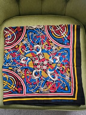 British Museum Celtic Knot Wool Scarf - Blue, Red, Yellow